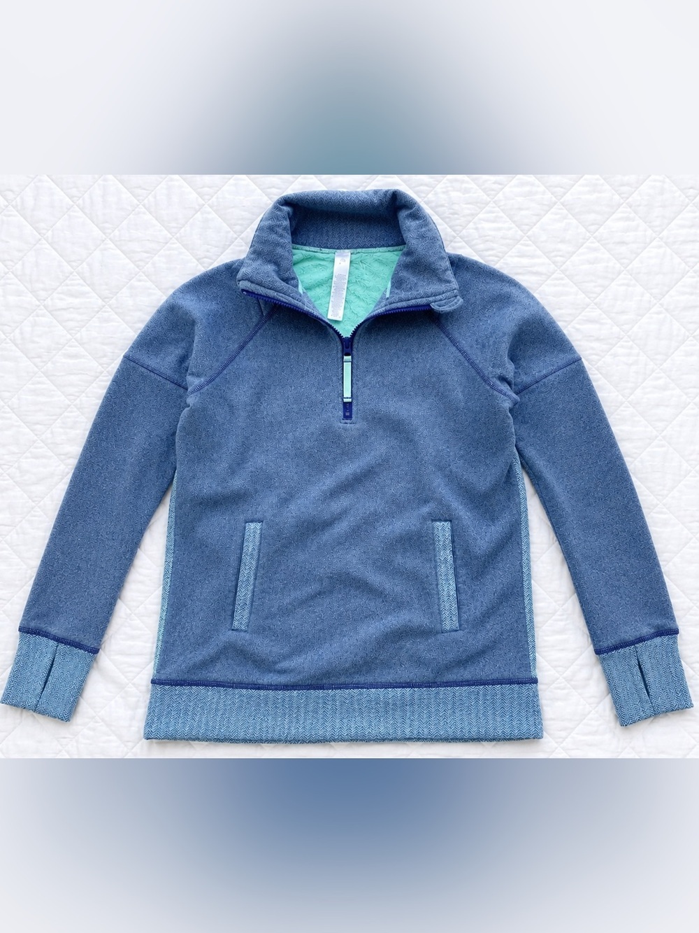 Ivivva Blue Half-Zip with Mint Plush Lining​